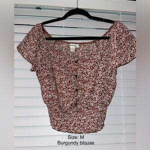 TJMaxx burgundy with white floral blouse